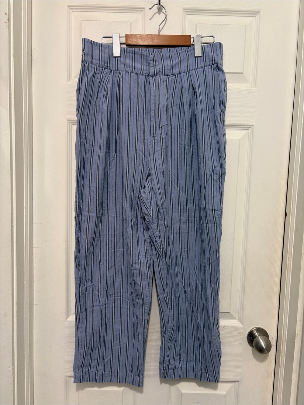 Urban Outfitters Light Blue Pinstripe Wide-Leg Pants